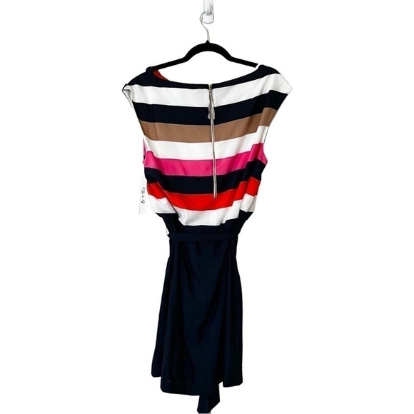 NWT ELIZA J Striped Shift Short Sleeve Knee-Length Dress Navy US 14 - Picture 3 of 7